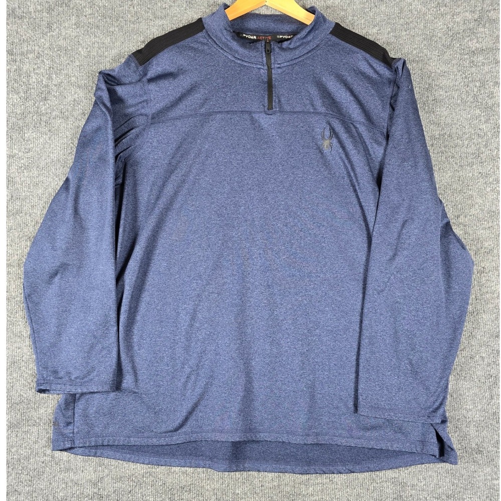 Spyder Active Mens Long Sleeve Quarter Zip Pullover Shirt Blue Size XXL